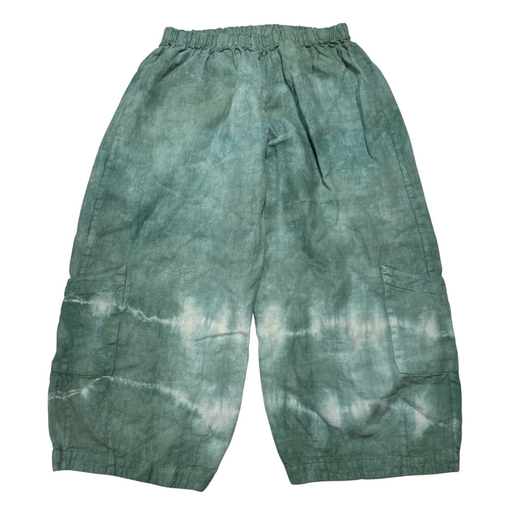 Bryn Walker Women's Large Linen Tie Dyed Pants Wide Leg Crop Tie Dye Boho Hippie